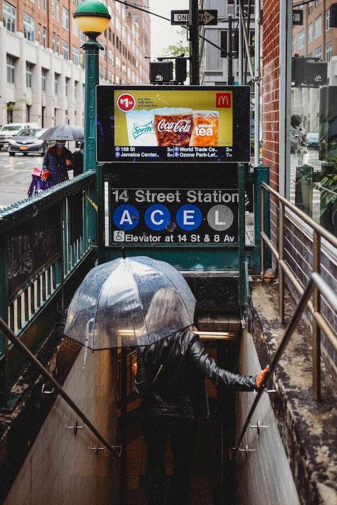 Entering the NYC subway at the 14th St station