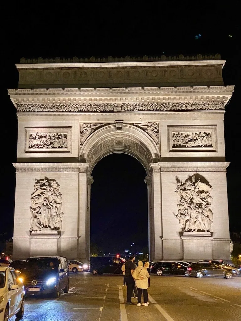 The Arc de Triomphe at night