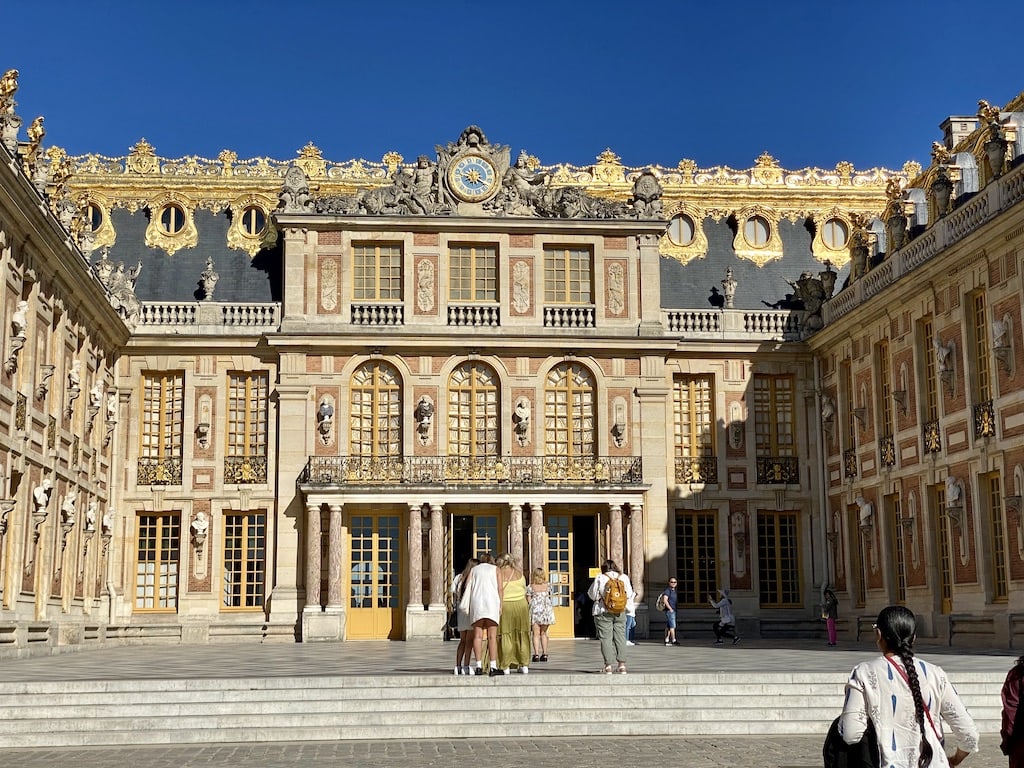 The front of the Palace of Versailles