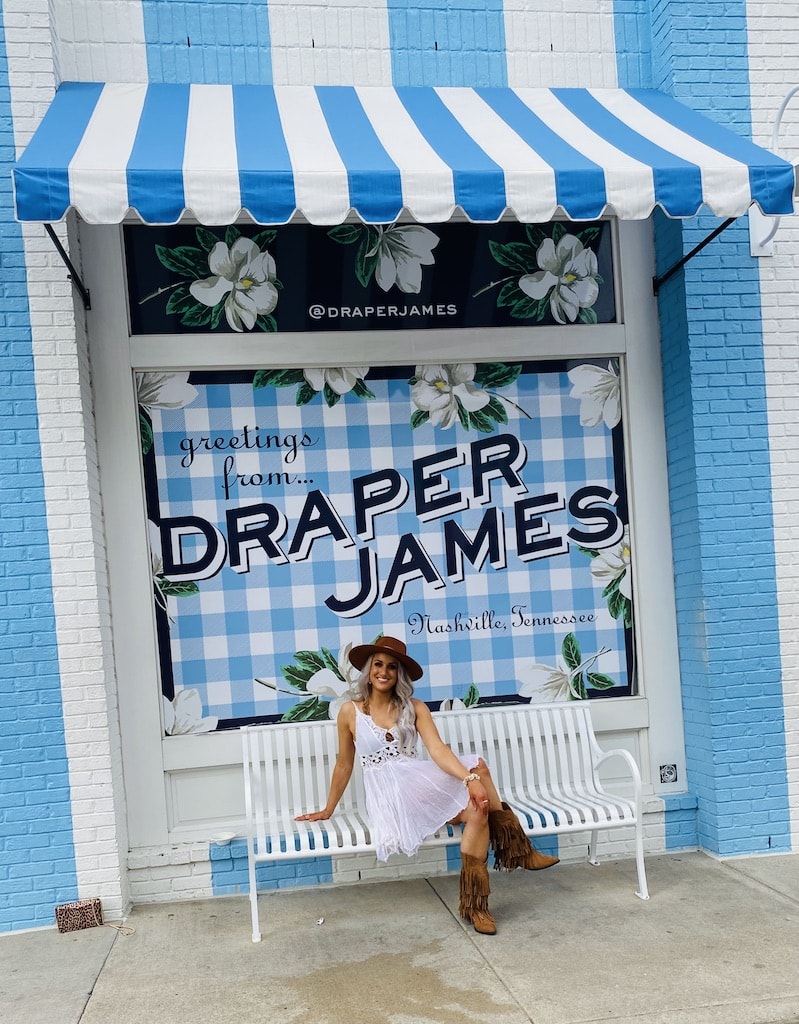 Wall mural outside of Draper James, Reese Witherspoon's Nashville boutique