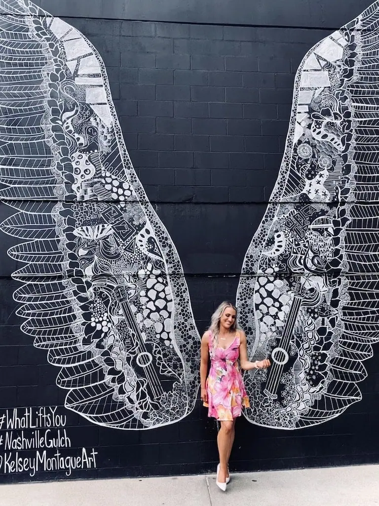 "What Lifts You" wings mural at The Gulch; Nashville, TN