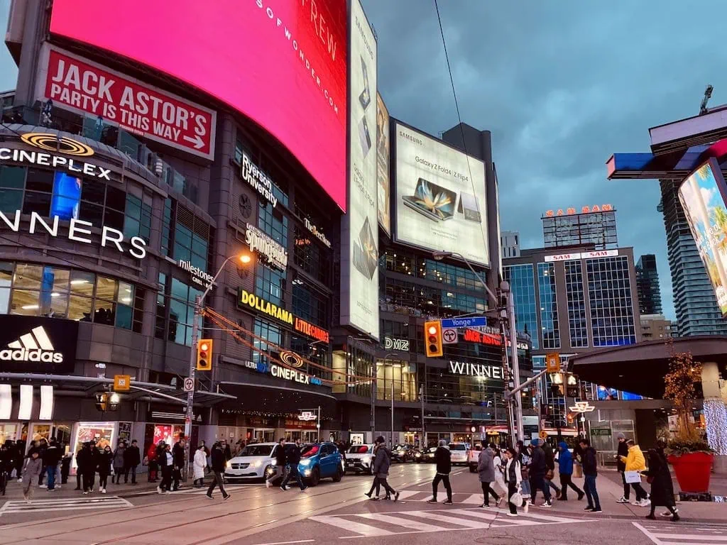 Dundas Square at night in Toronto, Canada