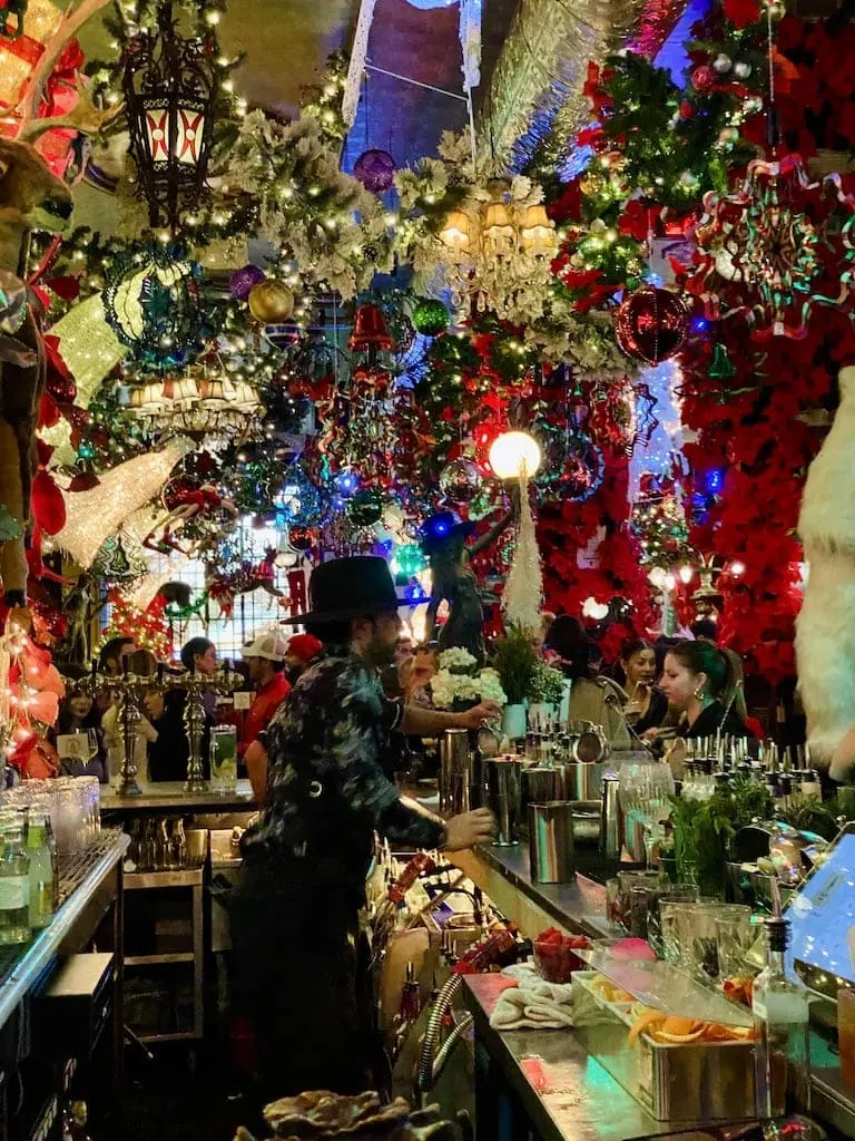 Inside Oscar Wilde NYC at Christmastime