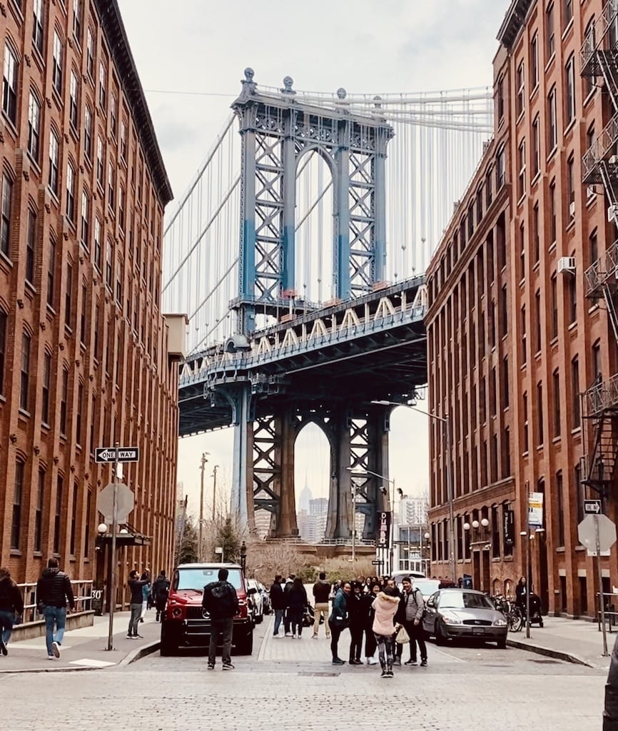 View of the Manhattan Bridge in DUMBO Brooklyn, NYC.