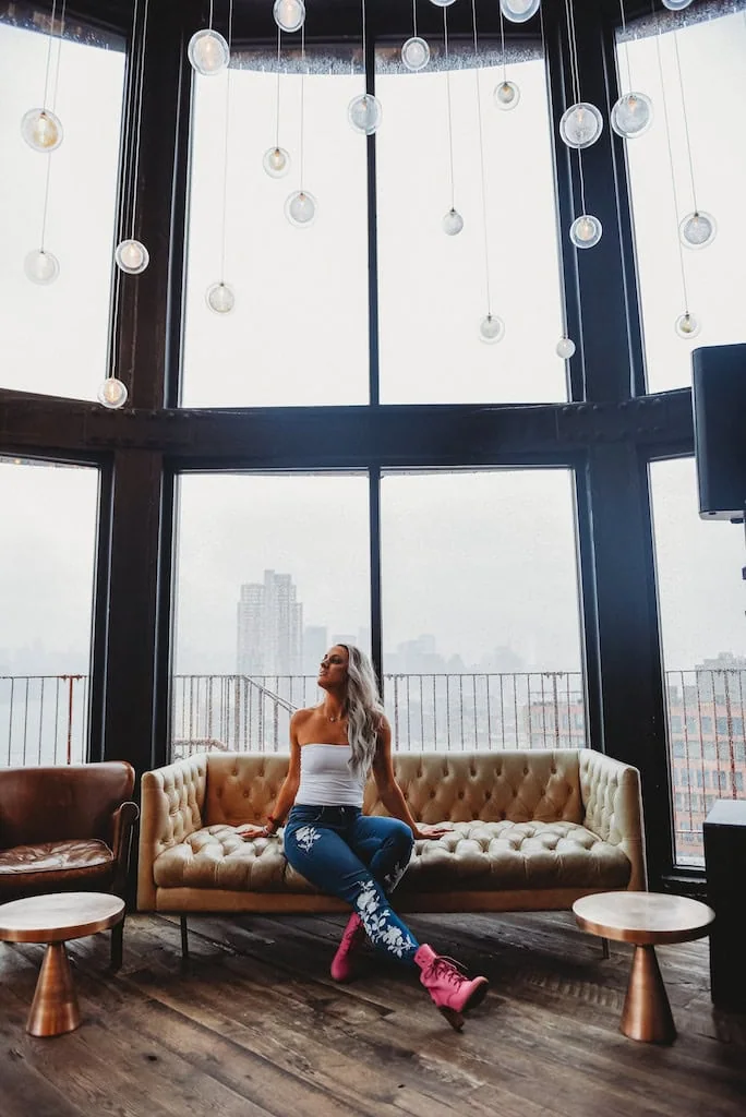 The interior of the Water Tower Bar at the Williamsburg Hotel in Brooklyn, NYC