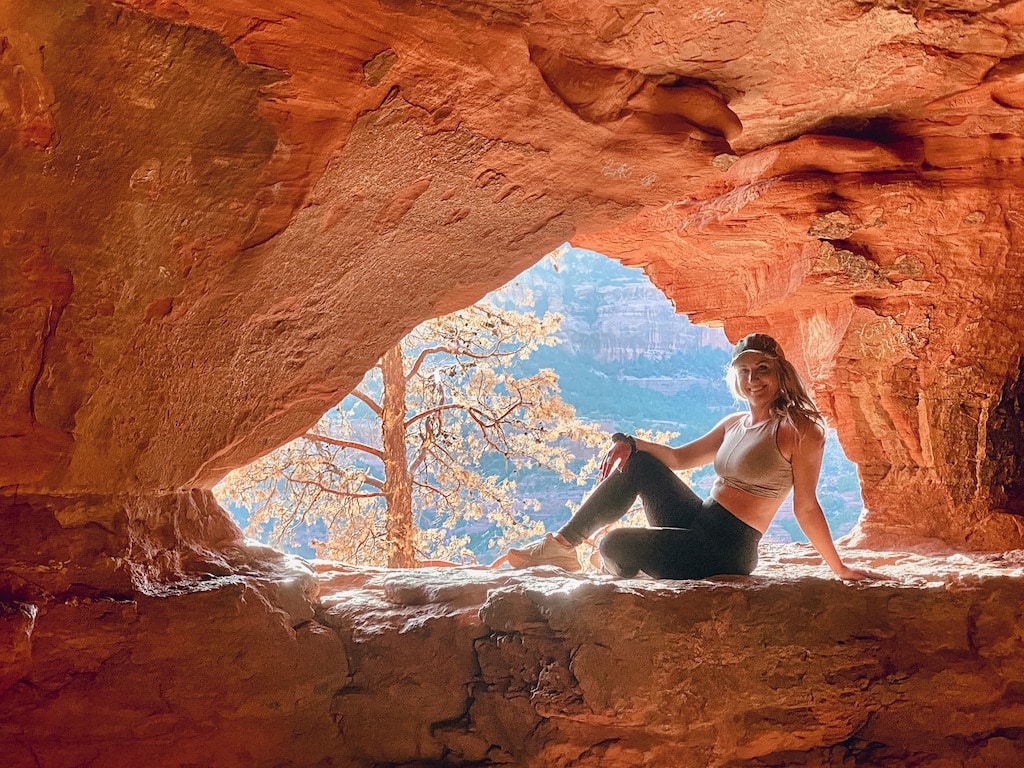 The hidden spur cave on Soldier's Pass Trail in Sedona, AZ