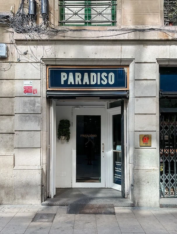 Paradiso Bar entrance in Barcelona, Spain
