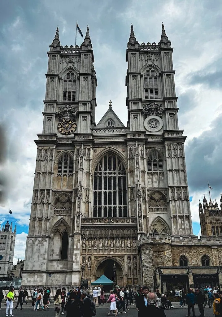 Main entrance to Westminster Abbey in London, England