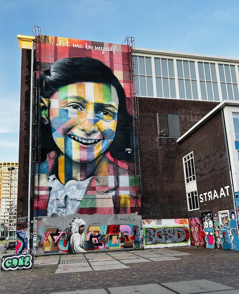 The Anne Frank mural in Noord; Amsterdam, Netherlands