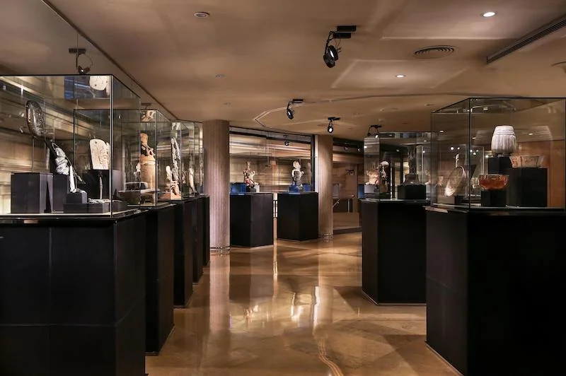 Ancient cultural artifacts in Hotel Claris; Barcelona, Spain