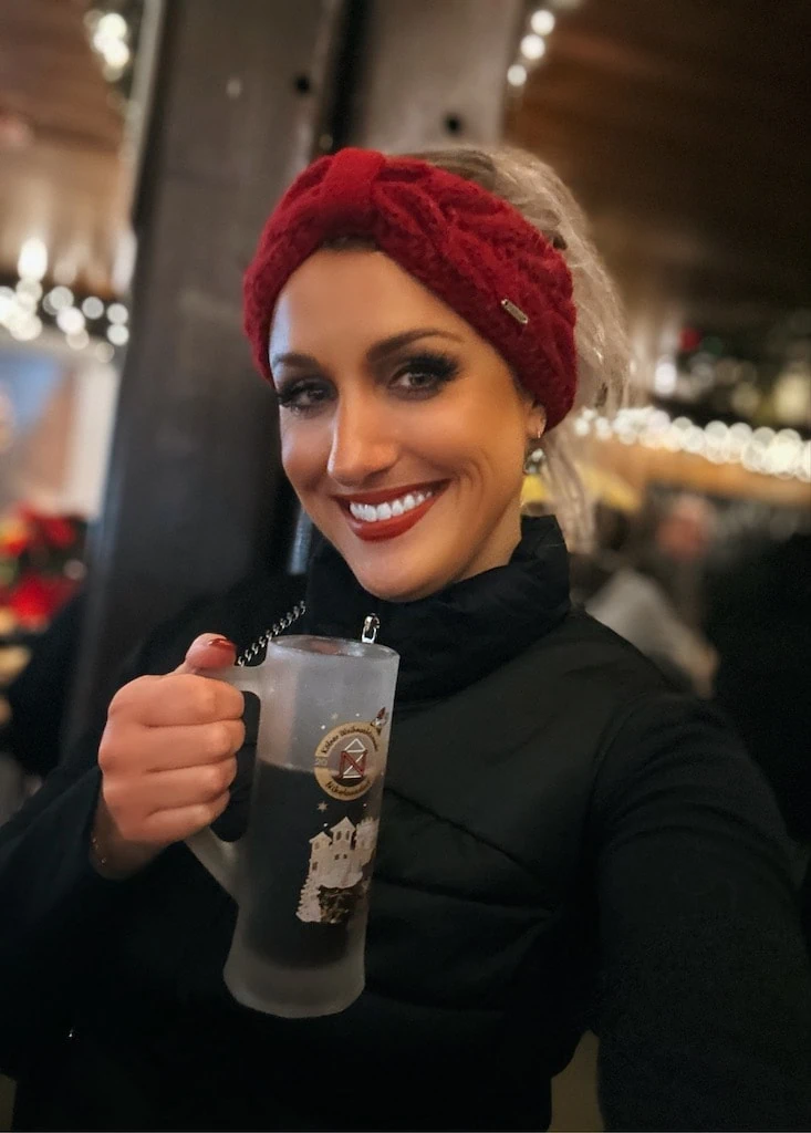 Girl with a glass of glühwein