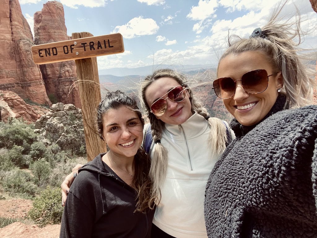 My friends and I at the end of the Cathedral Rock trail in Sedona, AZ