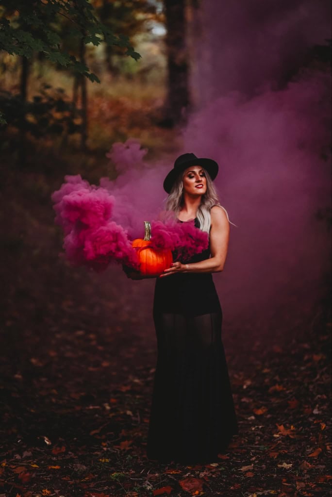 Smoking pumpkin photoshoot