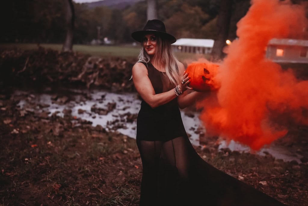 Smoking pumpkin photoshoot