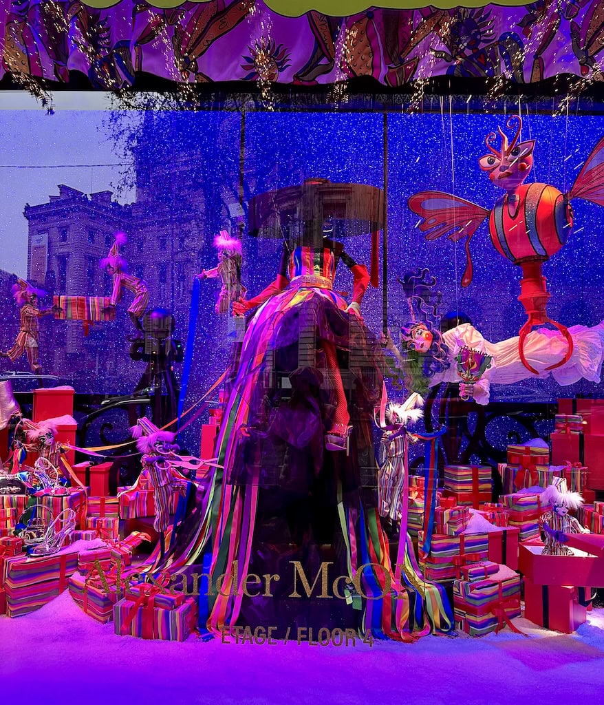 Christmas window display in Galaries Lafayette Hausmann; Paris, France