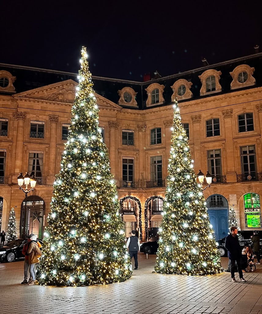 Christmas trees in Place Vendôme, Paris, France