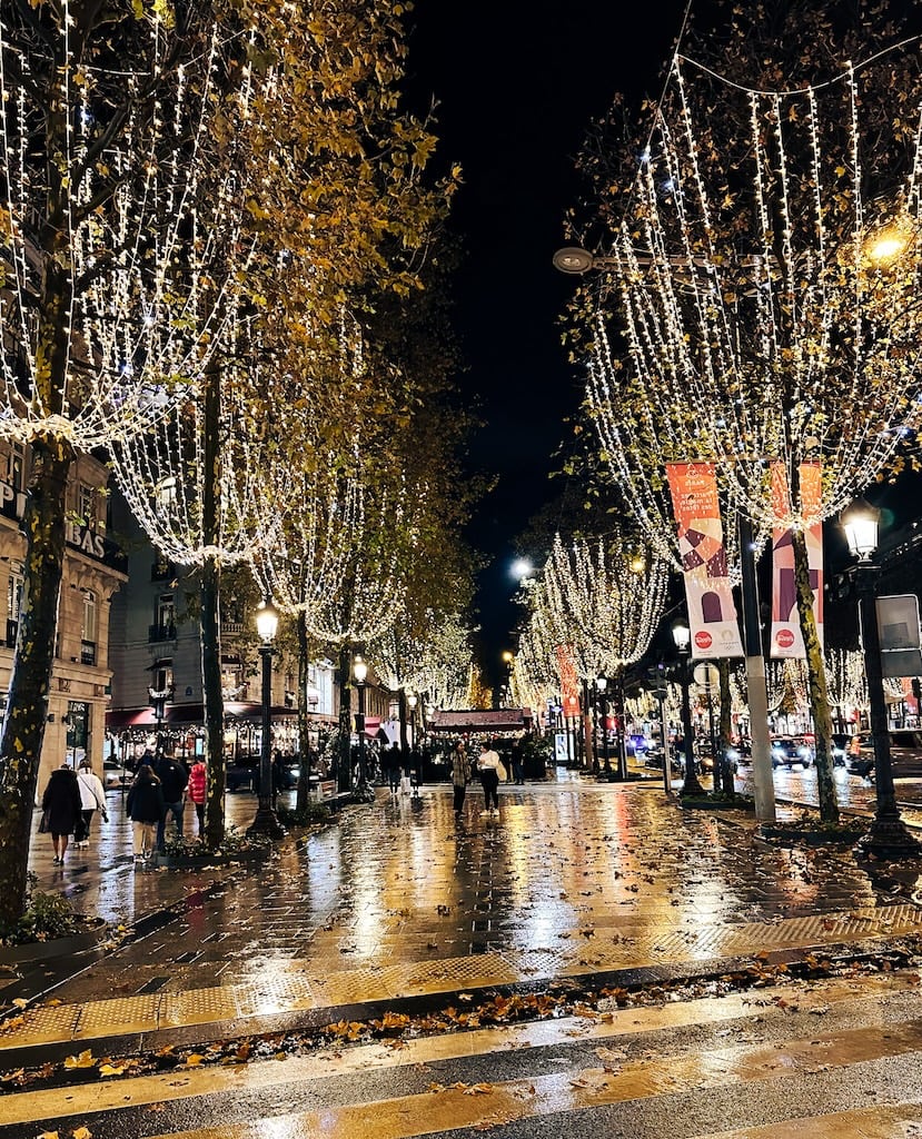 The trees lit up on Champs-Élysées' Paris, France