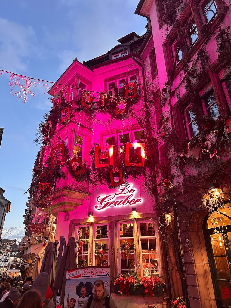 Le Gruber restaurant during Christmas in Strasbourg, France