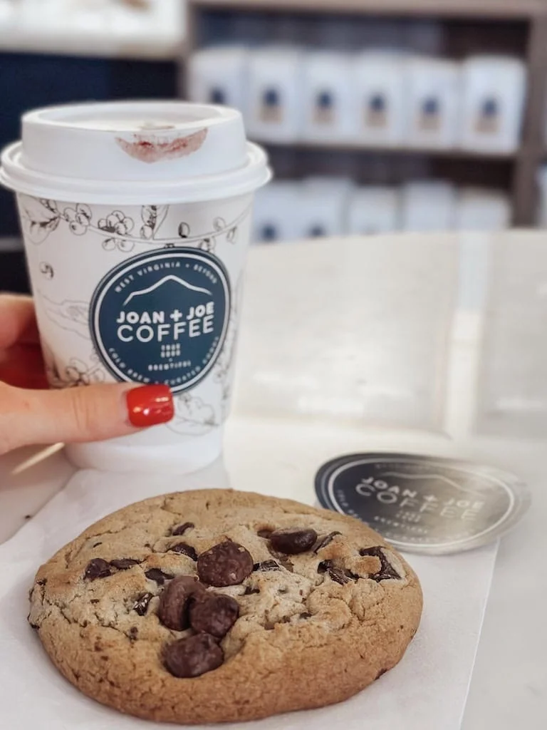 Cookie and coffee at Joan + Joe Coffee in Morgantown, WV