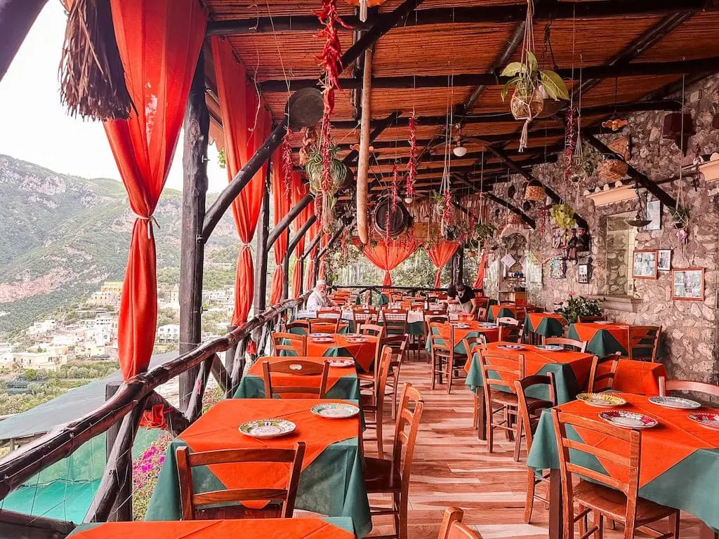 The dining room outside on the deck at La Tagliata
Positano, Italy