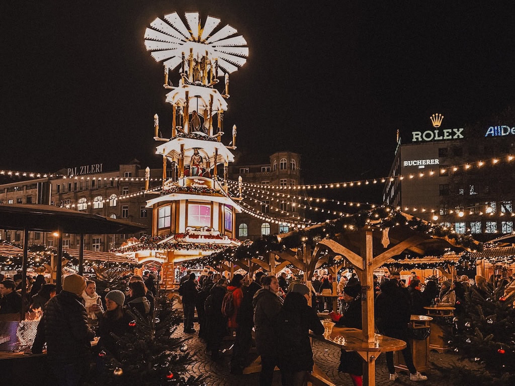 Frankfurt, Germany Christmas markets at night