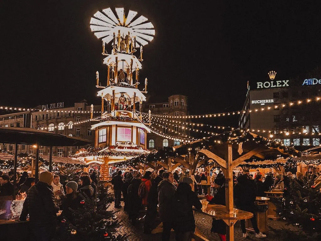 Frankfurt, Germany Christmas markets at night