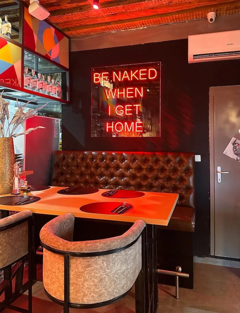 A highly suggestive wall inside Fantazjia Kitchen and Wine; Split, Croatia