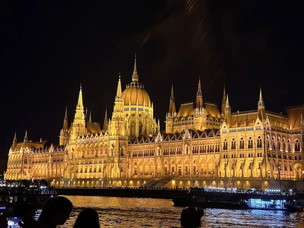 Hungarian Parliament Building at night; Budapest