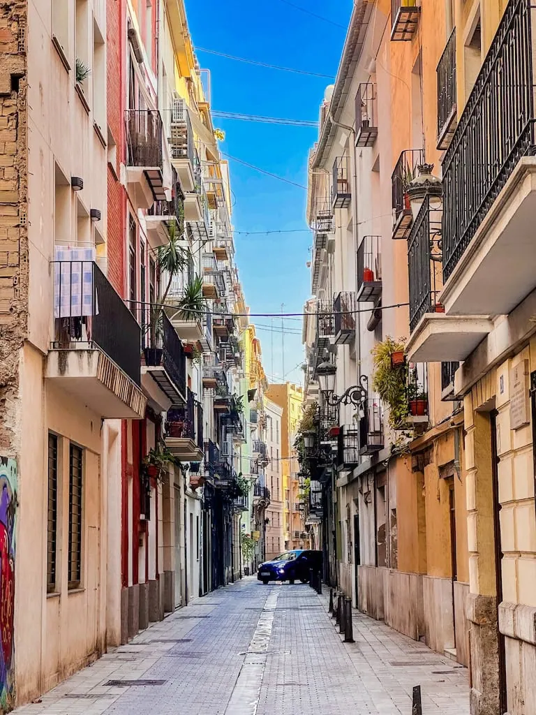 Streets in the ciutat vella - or old city, in Valencia, Spain