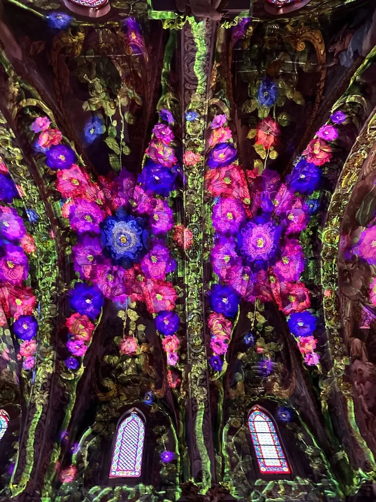 The light show at the Church of San Nicolás; Valencia, Spain
