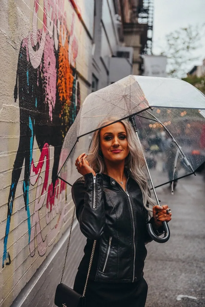 Girl with graffiti in NYC
