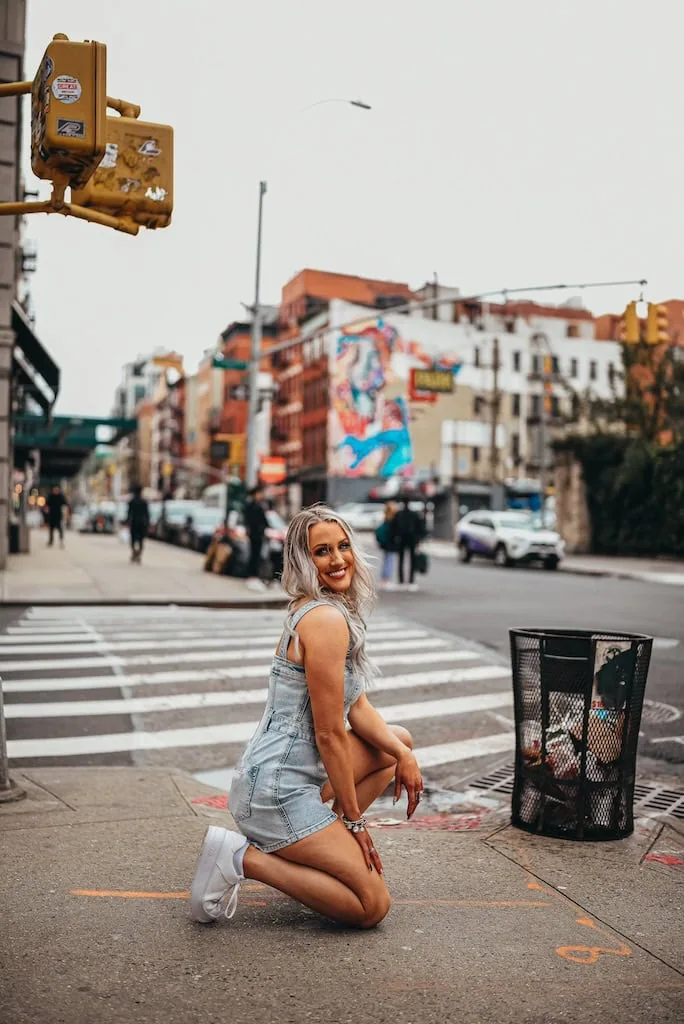 Girl on one of the artsy streets in SoHo, NYC
