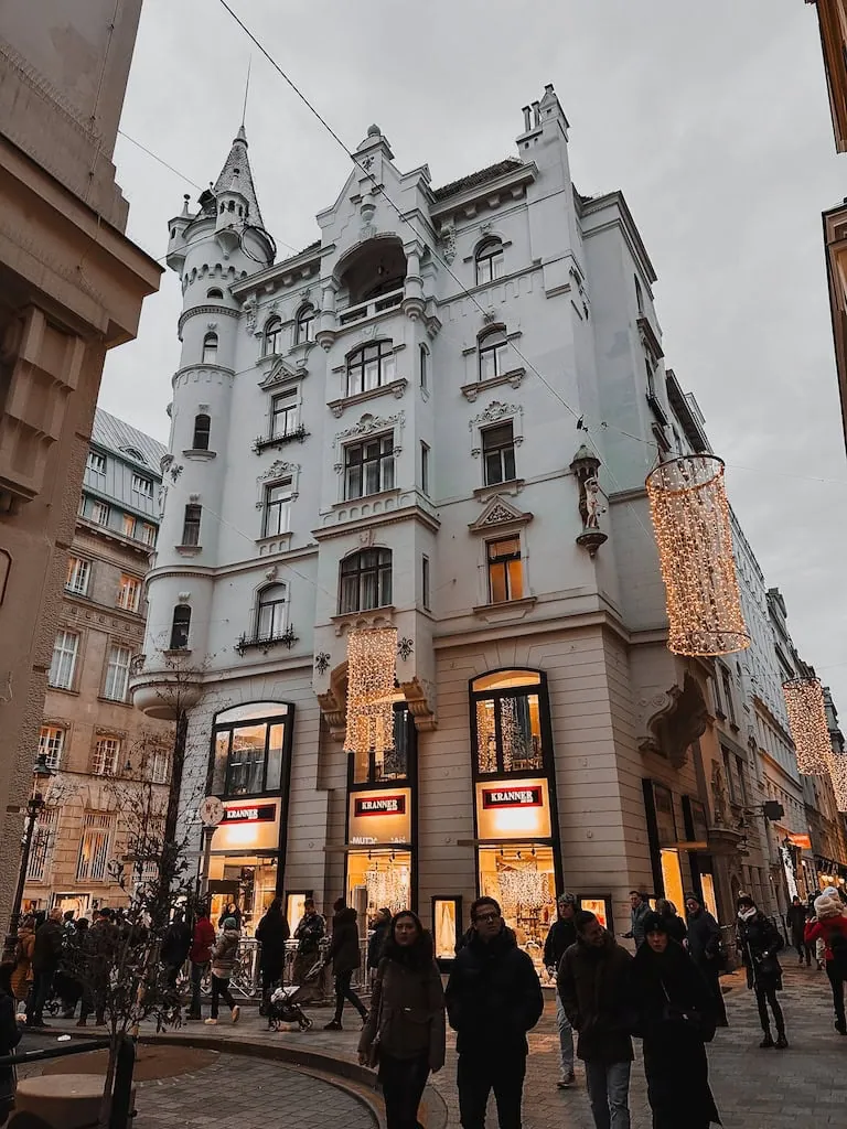 Christmas lights near the designer stores in Vienna, Austria