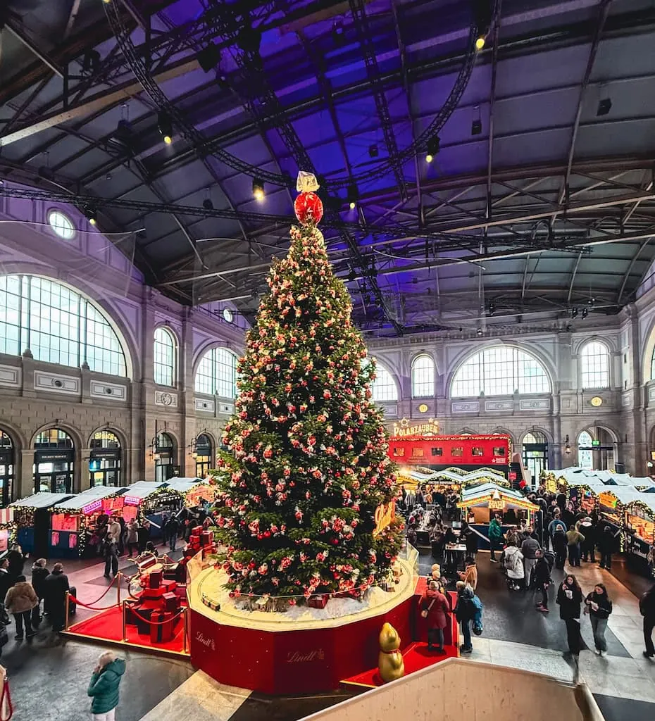 The Zurich Main Station Christmas market. Zurich, Switzerland.