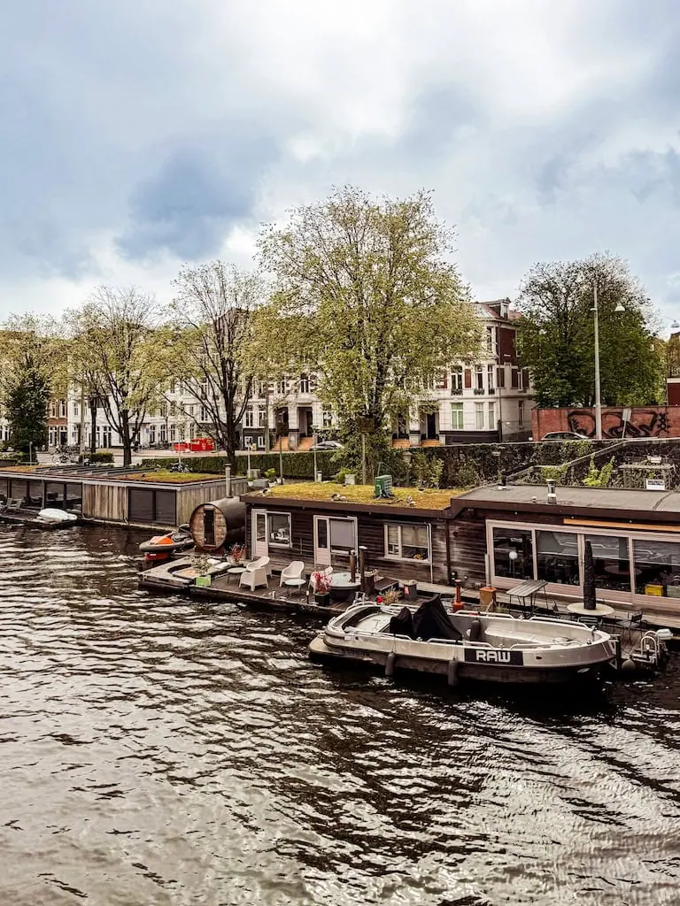 A house boat in Amsterdam, Netherlands
