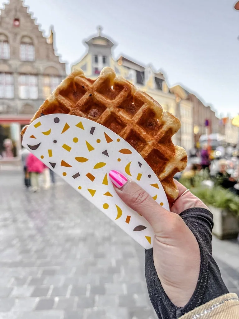 A Liege waffle in Brugge, Belgium