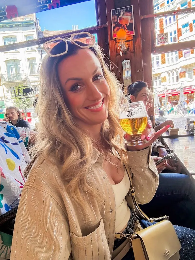 Girl with Belgian beer