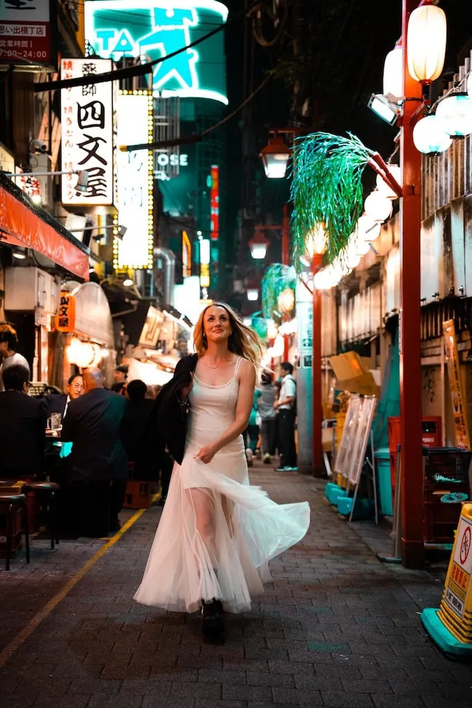 Girl walking in Tokyo, Japan