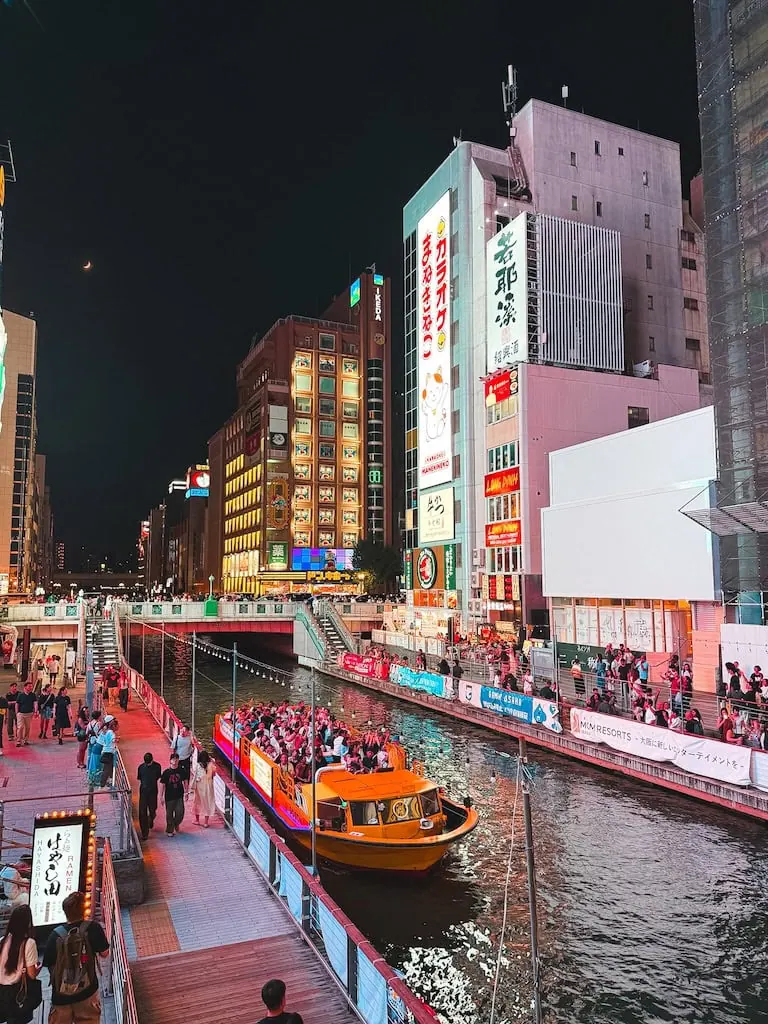 Dotonbori River at night in Osaka, Japan
